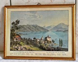 Zug mit See und Rigi Koloriert Kupferstich