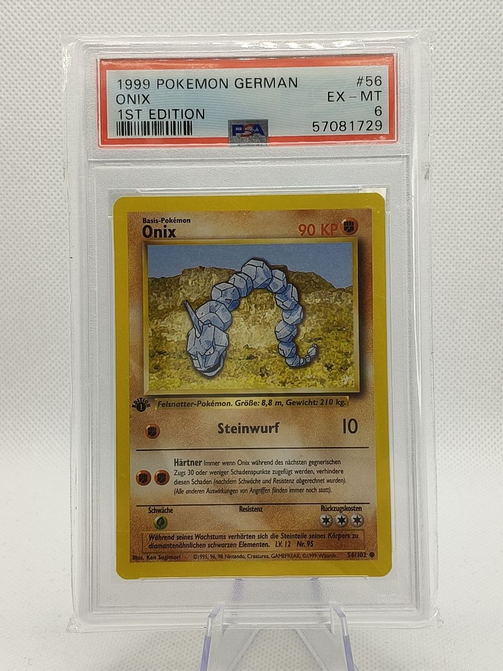 Pokémon Carte collezionabili: Onix 56/102 1.Edition PSA 6 in DE – Nuovo (secondo la descrizione) da Wallbach venduto da lexxtrack