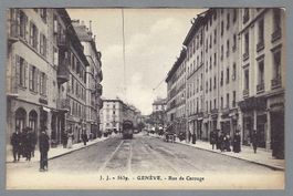 1929, GENÈVE, RUE DE CAROUGE, TRAM, ANIMÉE