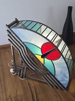 Lampe Acier et Vitrail Tiffany