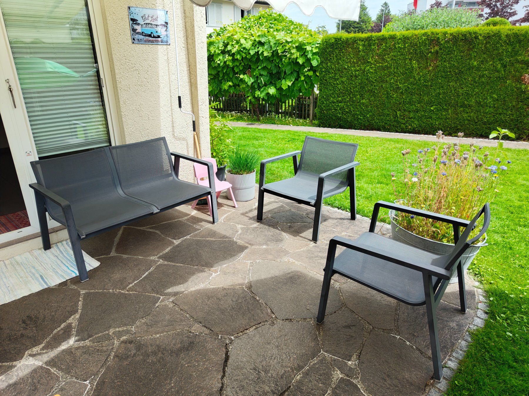 Tischset: Gartenlounge 3 Teilig Aluminiumgestell Anthrazit – Gebraucht aus Wittenbach von buddy91