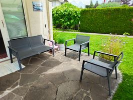 Gartenlounge 3 Teilig Aluminiumgestell Anthrazit