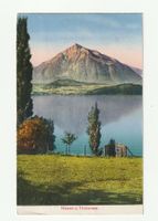 Ansichtskarte Niesen u. Thunersee, Spiez, BE, Thun 1920