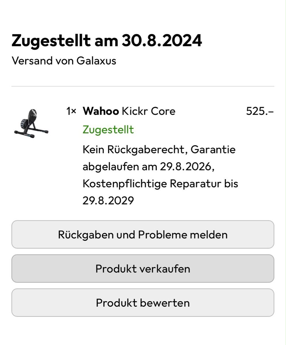 Wahoo Hometrainer: Wahoo Kickr Core Rollentrainer inkl. Zwift Click & Cog – Usato da Rickenbach SO venduto da ani_chri 4