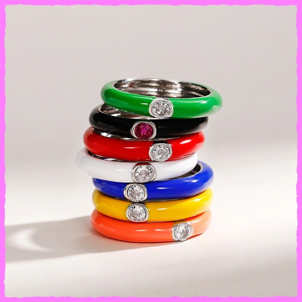 Anelli: Bezaubernder Emaille Ring mit Zirkonia – Nuovo e nell'imballaggio originale da Oberglatt ZH venduto da Diamond-Girl 4