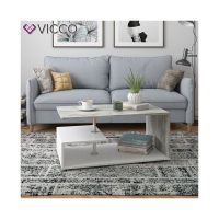 Couchtisch Beistelltisch - Weiss/Beton - Sofatisch