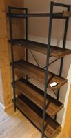 Industrial style bookshelf wood and metal 5 shelves used