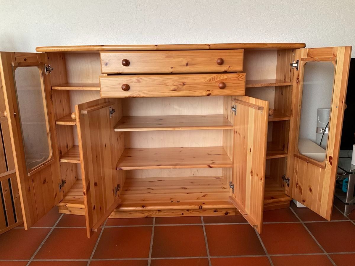 Vetrine: Highboard/Vitrine aus Kiefernholz – Usato da Dagmersellen venduto da Pining1 2