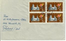 Brief mit 4er Block Lausanne 1955