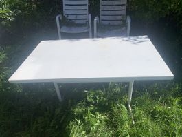 Schaffner Gartentisch, weiss, LxBxH 117x70x73 cm, klappbar