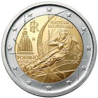 Pièce 2 Euro Italie 2006 Jeux Olympiques Turin état usage