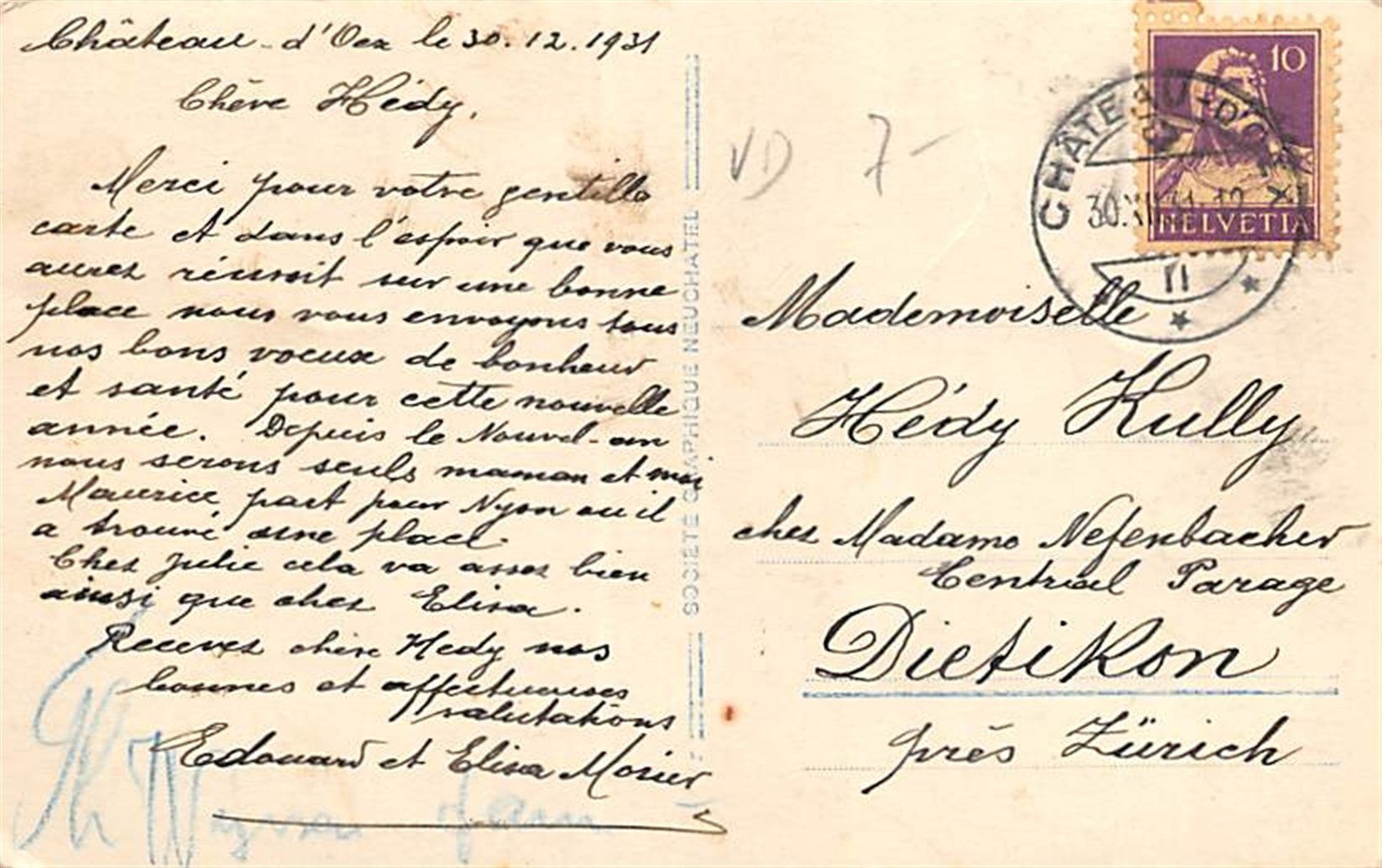 Cartoline postali: Château-d'Oex – Usato da Ottikon b.Kemptth. venduto da Neptun1974 1