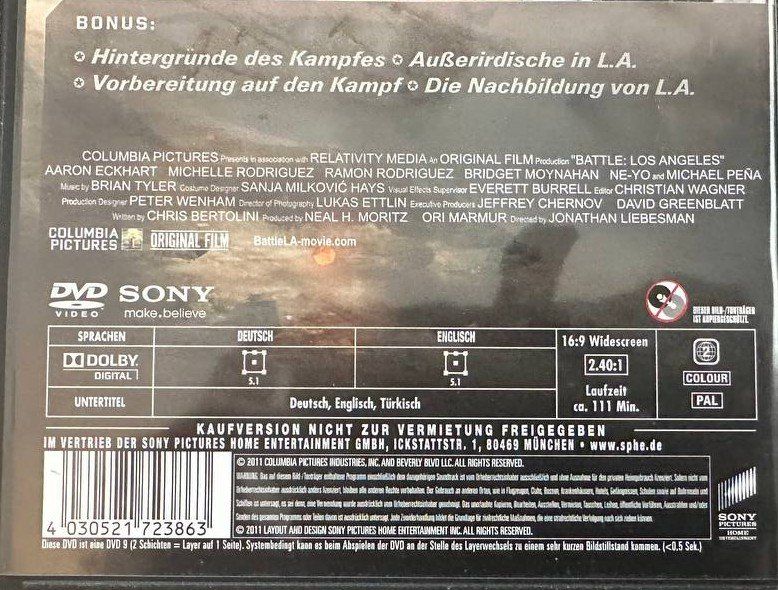 Tutti i DVDs: Battle: Los Angeles Alien Invasion Sci-Fi Action – Usato da Beringen venduto da Mantafisch1 2
