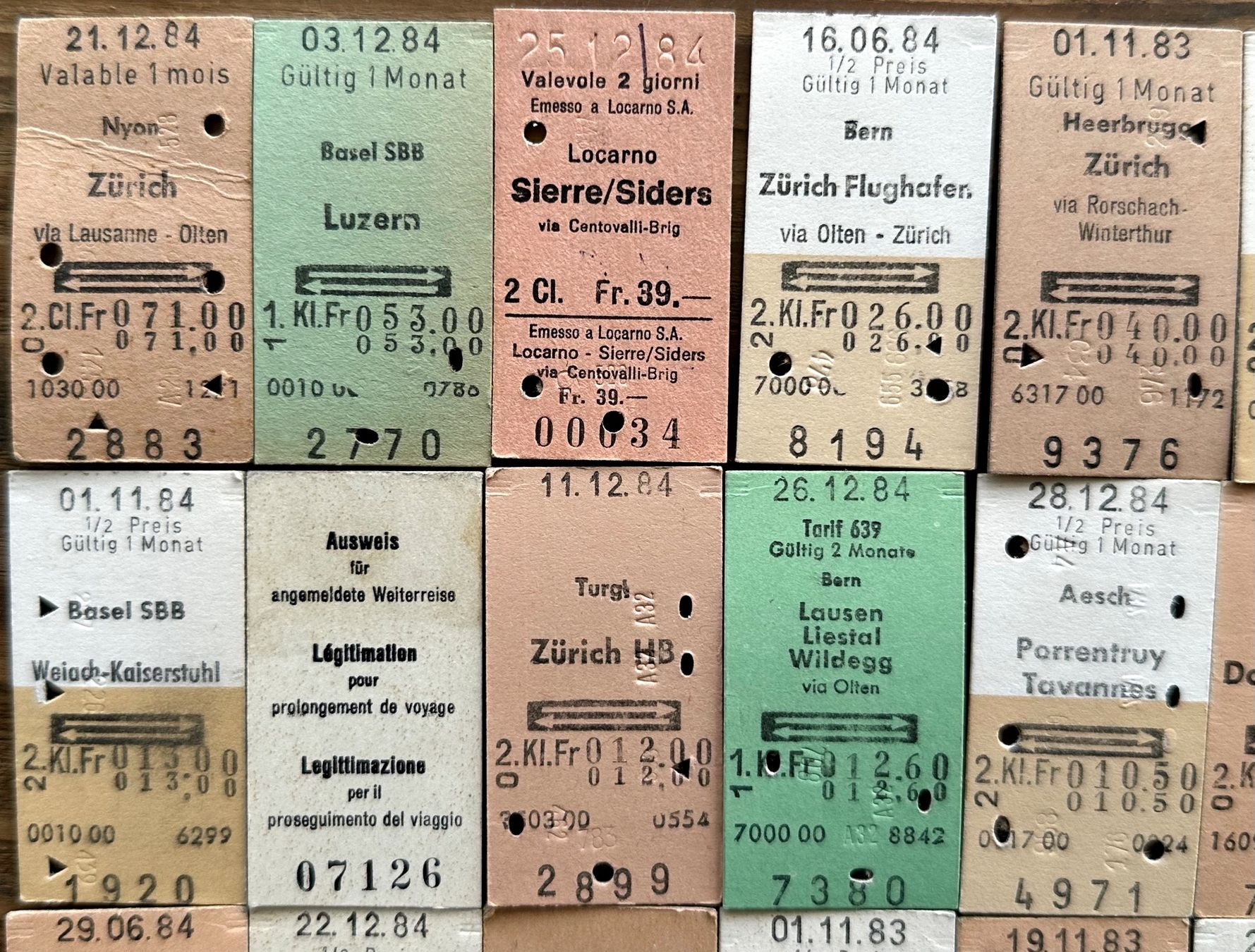Billets: 20 Top Billette, SBB, Tickets Edmondsche Kartonbillette – D'occasion à Seltisberg par quadartswiss 1