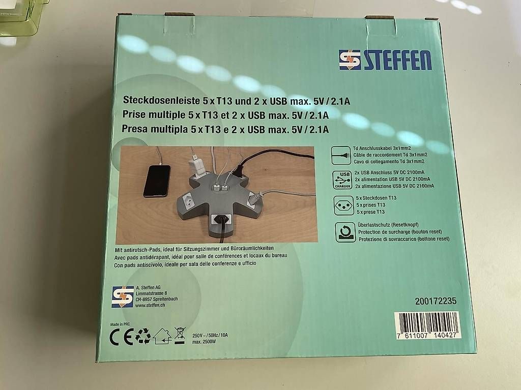 Stecker: Steckdosenleiste 5xT13 und 2x USB – Neu und originalverpackt aus St. Margarethen TG von andi.h 2