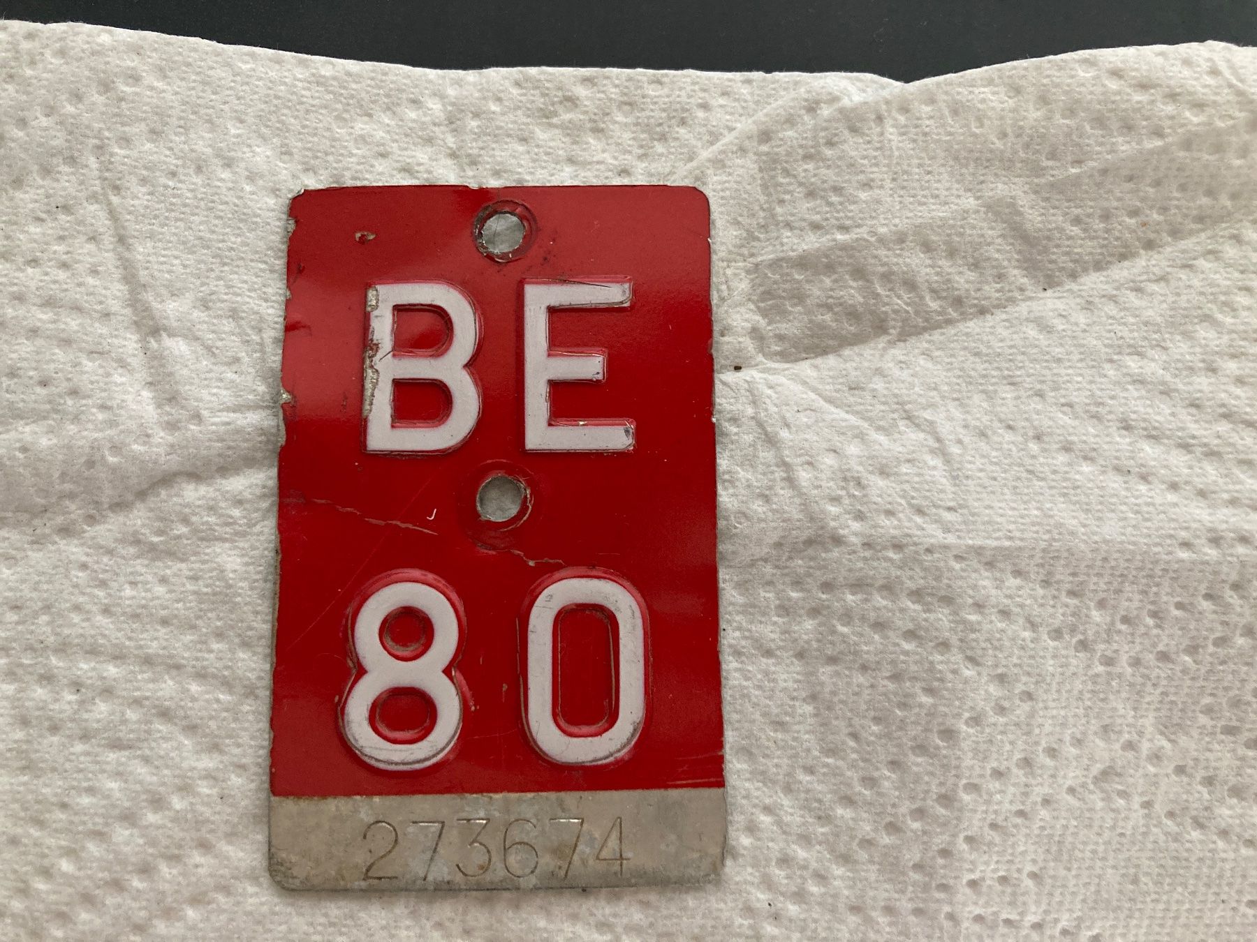 Insegne: Velonummer Velo Nummer BE 80 – Usato da Aarwangen venduto da to-hirschi