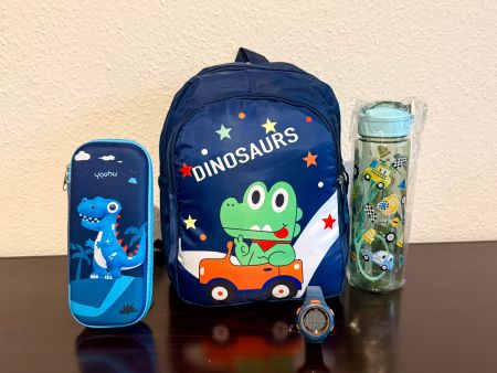 Pack Sac à Dos Enfant Dinosaure+ Gourde + Trousse + Montre