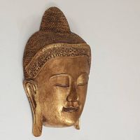 BUDDHAKOPF MIT BLATTGOLD - FORMVOLLENDET - AN WAND ZU HÄNGEN