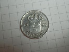 Münze Schweden 25 Öre 1936 Silber sehr schön