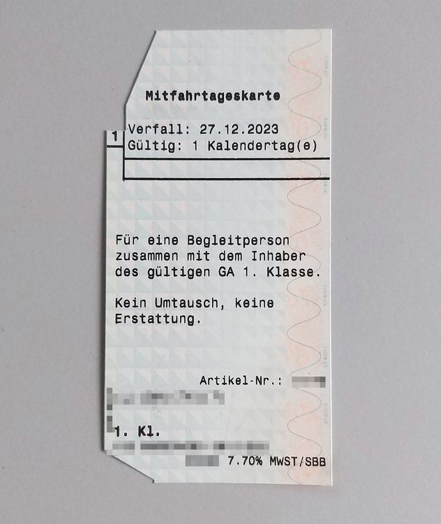 SBB Mitfahrtageskarte 1. Klasse DATUM WÄHLBAR Ticket Zug Kaufen auf Ricardo