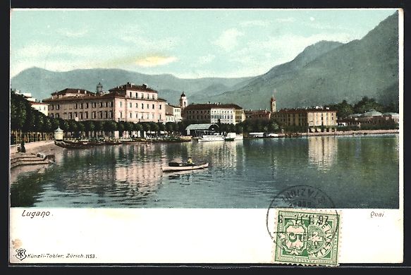 Cartoline postali: AK Lugano, Quai, 1917 – Usato da Berlin venduto da bartko-reher