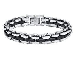 HERREN GLIEDER ARMBAND EDELSTAHL SCHWARZ SILBER HOCHGLANZ