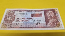 Bolivien: 100.000 Pesos Bolivianos, Banknote von 1984!