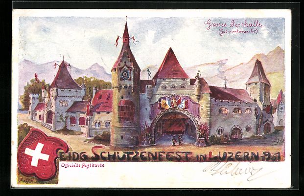 Cartoline postali: Luzern, Eidg. Schützenfest 1901-Grosse  – Usato da Berlin venduto da bartko-reher