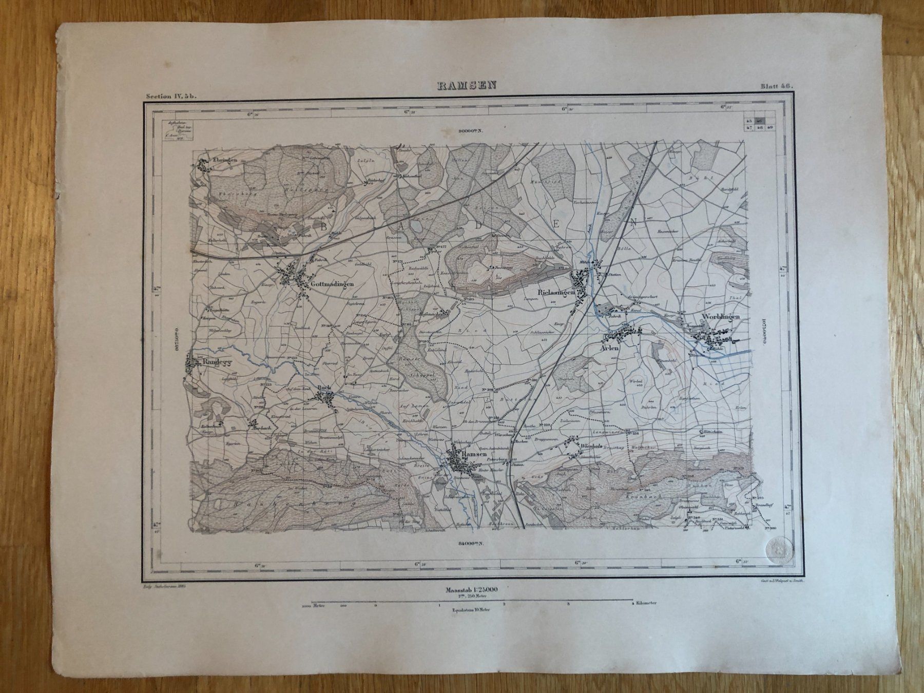 Cartine & Atlanti: Siegfriedatlas Bl. 46: Ramsen 1885 – Usato da Zürich venduto da allp