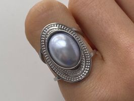 Silberne Perle Edelstahl Ring
