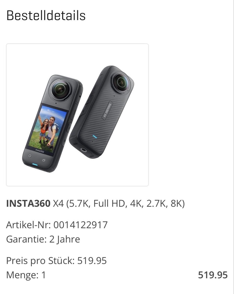 Insta360 Action Cam: Insta 360 x4 - NEU! – Nuovo (secondo la descrizione) da Strengelbach venduto da FaebuuZ