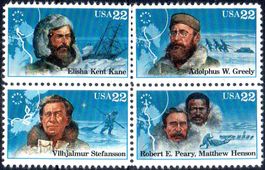 USA 1986 4ERBLOCK POLARFORSCHER * UNGEBRAUCHT * - X365