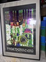 Hundertwasser Plakat Imagine Tomorrows World gerahmt
