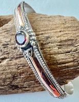 Vintage Armreif 925 Silber Rosé teilvergoldet mit Granat