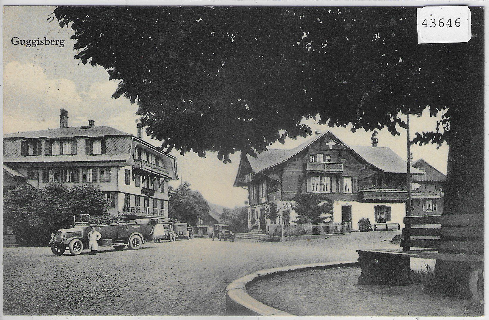 Cartoline postali: Guggisberg - Dorfpartie mit Postauto 1931 – Usato da Ettingen venduto da Kartenplanet