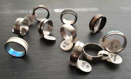 10 Edelstahlringe, verschiedene, silberfarbig (18 mm)