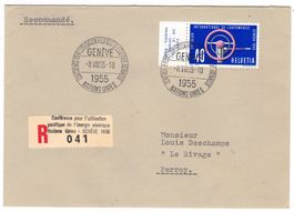 Lettre de Genève cachet S392 pour Perroy le 8.VIII.55