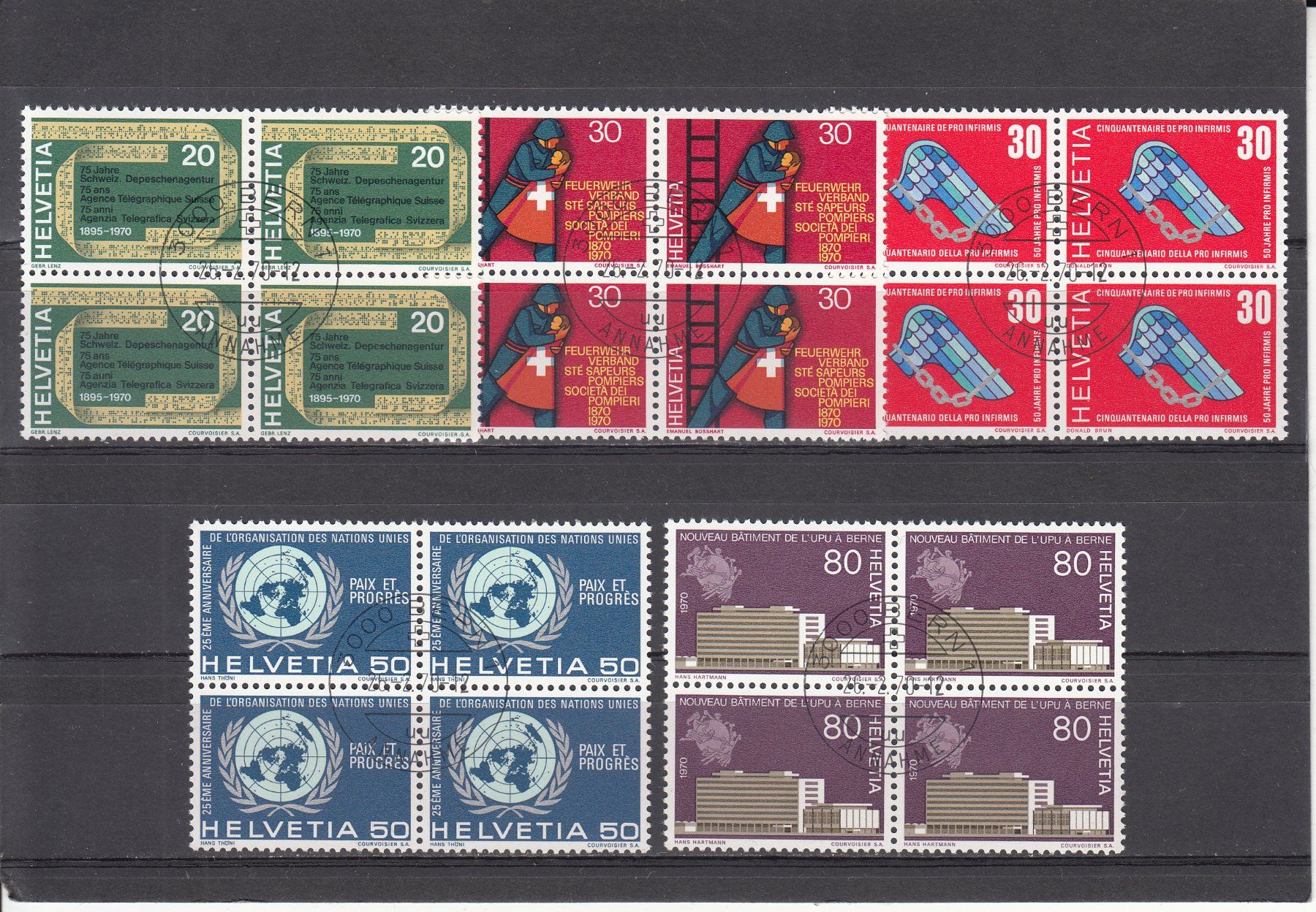 Alle Briefmarken: SBK 476 - 480 im 4er-Block mit ET – Gebraucht aus Bürglen TG von StampGraf