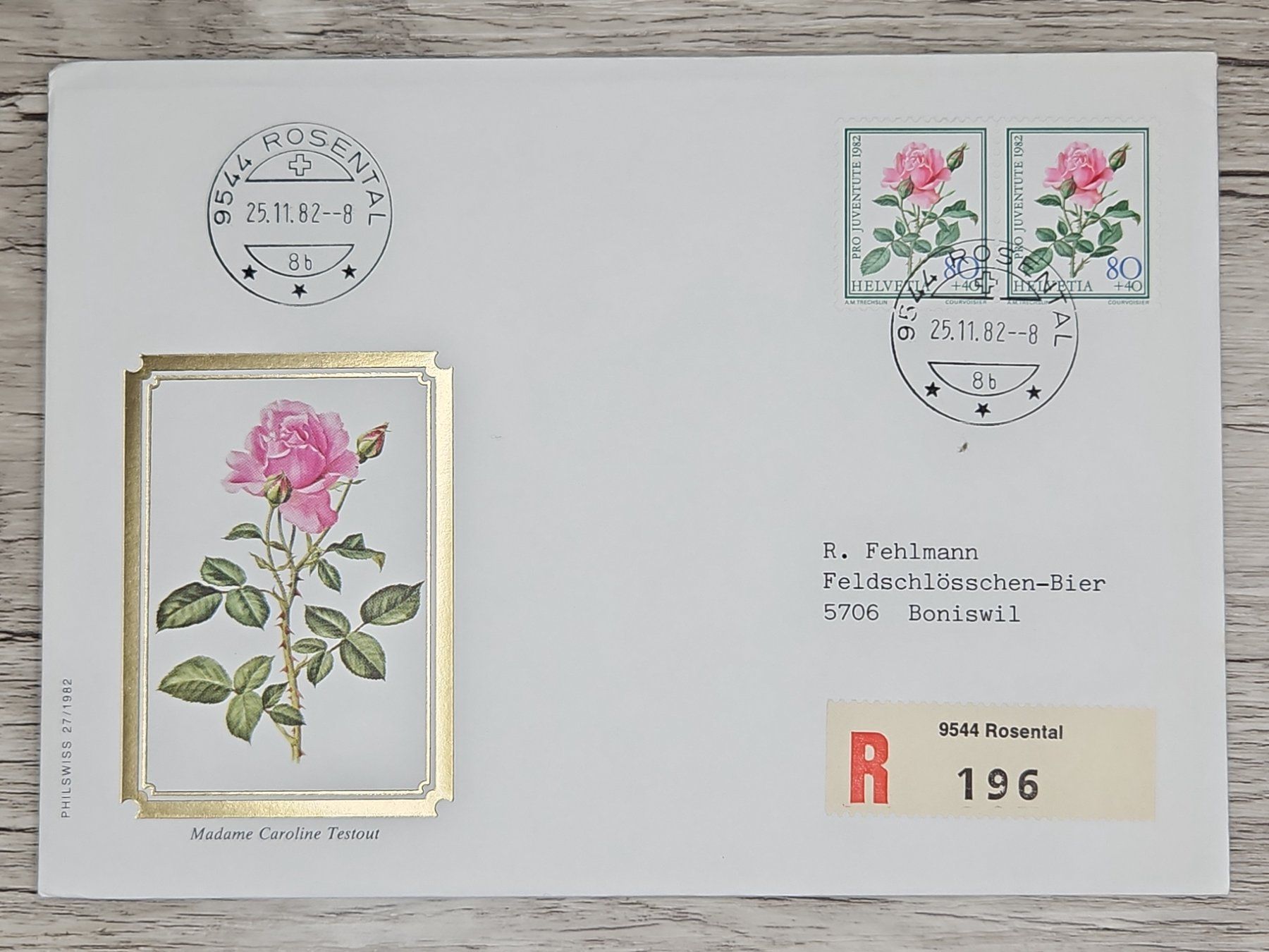 Tutti i francobolli: CL01 Enveloppe + Timbre Suisse 1982 – Usato da Cousset venduto da Patrick_Collections