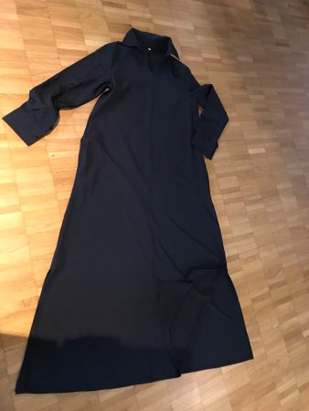 Schwarzes langes Hemdblusen-Kleid Gr S