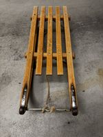 Schlitten Holz Metall mit Zugseil gebraucht