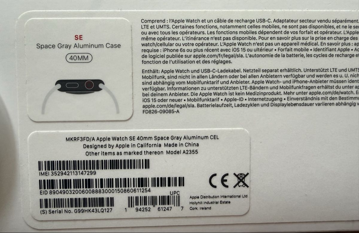 Apple Smartwatch: Apple Watch SE Space Gray 40mm CEL LTE – Usato da Allschwil venduto da Artur15 6