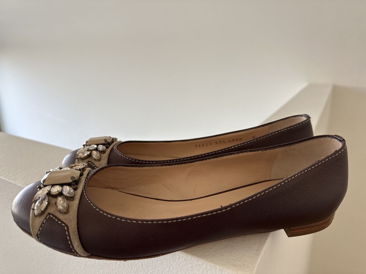 Scarpe da donna: VICINI Ballerinas Leather Flats EU 37.5 Brown Chic – Nuovo e nell'imballaggio originale da Binningen venduto da can_s2yh 2