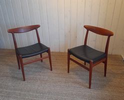 Vintage Stühle Hans J. Wegner W2 CM Madsen  Teak Leder