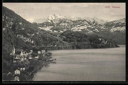 AK Vitznau, Ortsansicht mit Kirche, 1915
