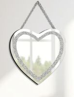 Specchio a forma di cuore decorato con strass 30 cm