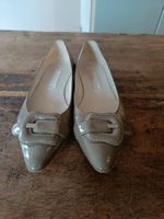 Elegante Damen-Ballerinas, Taupe, Lack-Optik, Grösse 38,5
