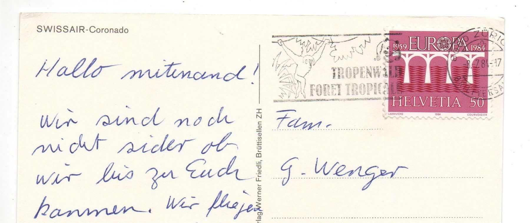 Cartoline postali: SWISSAIR Flugzeug Coronado – Usato da Jona venduto da philajona 1