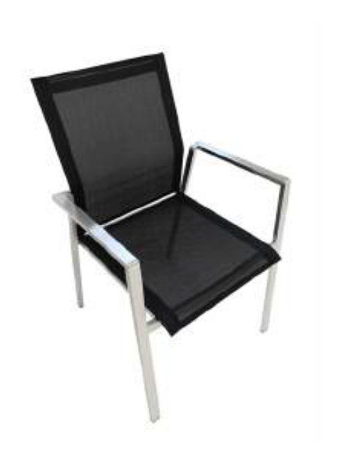 Chaises: Gartenstuhl Metallgestell silber, Netzgewebe schwarz – Neuf avec emballage d'origine à Suhr par InterioX