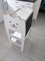 Küchen Lernturm Katze Kreidetafel weiss Holz guter Zustand